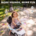Porteur Enfants 3 en 1 Mercedes-Benz sous Licence, Garde-Corps, Espace de Rangement, Klaxon, 83x40x90cm, Blanc