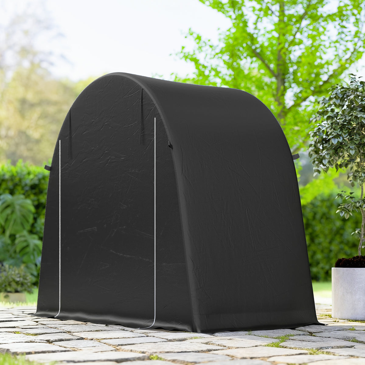 Abri de jardin tente de stockage étanche abri moto porte enroulable fermeture éclair, 245 x 120 x 200 cm, gris foncé
