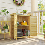 Armoire de jardin, armoire extérieure de rangement en bois, plan de travail en métal galvanisé, 71,5x39x95cm, naturel