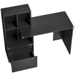 Bureau d'ordinateur avec bibliothèque 4 compartiments et tiroir verrouillable, 126 x 50 x 109 cm, noir