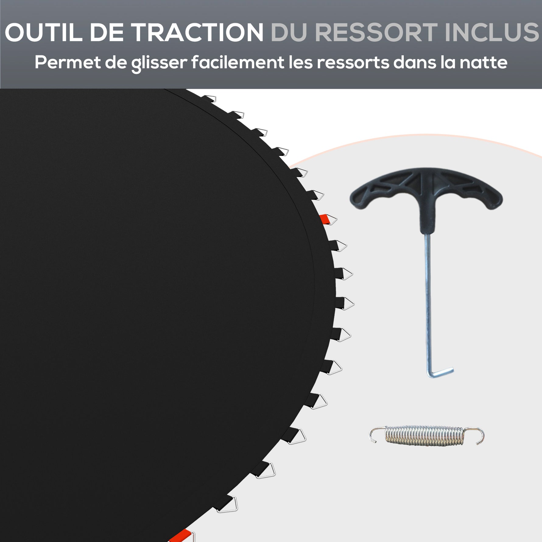 Tapis de rechange pour trampoline tapis de saut de remplacement, compatible trampoline Ø 2,4 m et ressorts de 14 cm