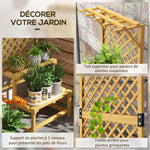 Support plantes intérieur porte plante intérieure à deux niveaux avec treillis 60 x 50 x 166 cm en bois massif jaune