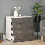 Commode meuble de rangement style contemporain 4 tiroirs 76 x 35 x 72 cm blanc et gris