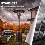 Riscaldatore da Esterno per Terrazzo Portatile 13 kW, Livelli di Calore Regolabili, Anti-Ribaltamento, 82x82x223cm, Marrone Scuro