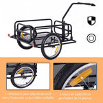 Fahrradanhänger, Transportanhänger für Fahrräder, 70 l, 155 L × 71,5 B × 77 H cm, Klappdeichsel mit universeller Befestigung, Stahl, maximale Traglast 40 kg, schwarz