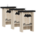 Ensemble de trois boîtes à chauve-souris nichoir chauve-souris avec un crochet18 x 6 x 22,5 cm bois naturel