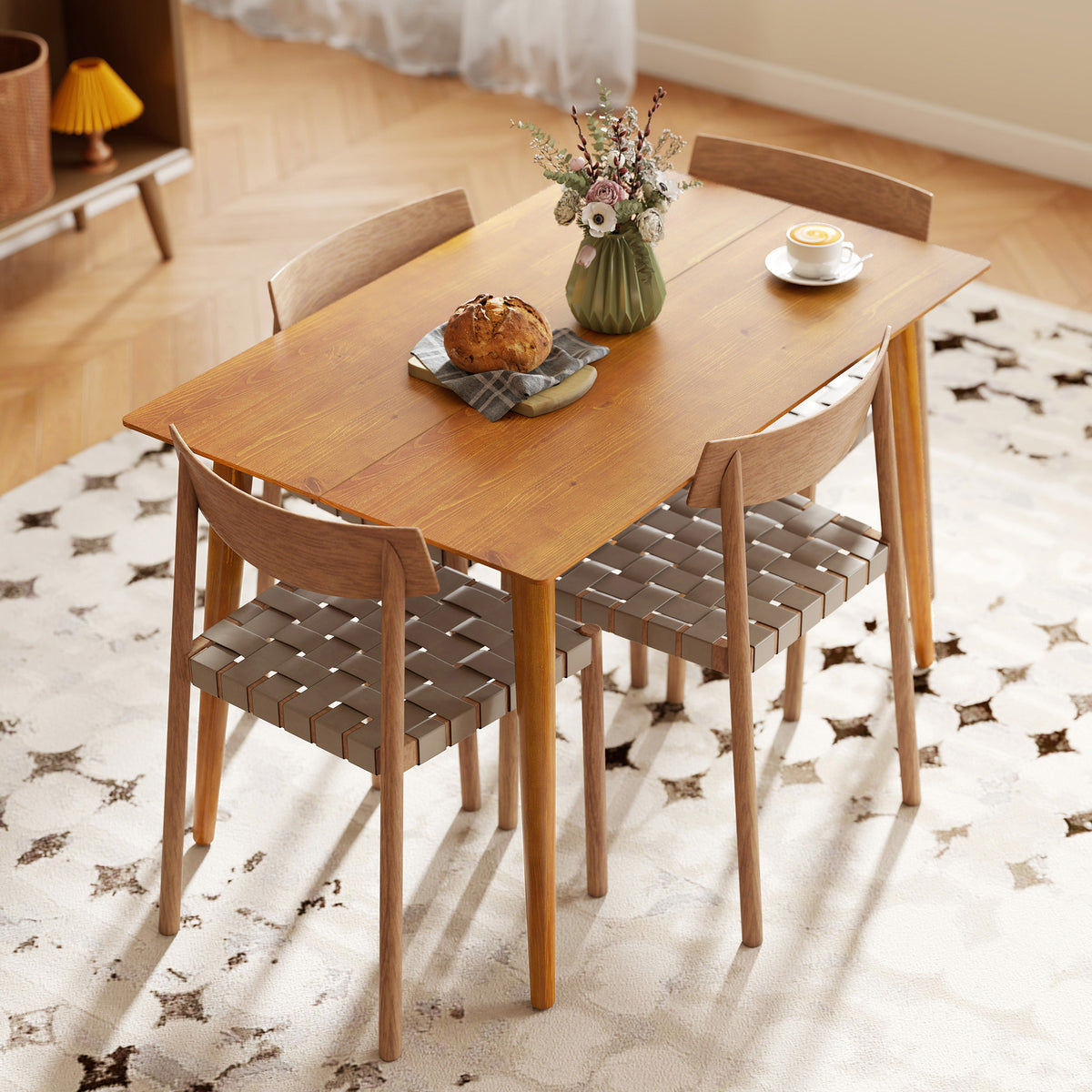 Table de salle à manger design grand plateau 4-6 personnes en bois dim. 120L x 75l x 76H cm