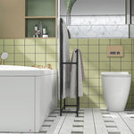 Porte serviettes sur pied sèche serviette 2 niveaux en métal pour la salle de bain, dim. 66l x 20P x 110H cm, noir