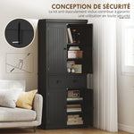 Buffet haut cuisine, armoire de cuisine avec 4 portes, tiroir et étagères réglables, 76,2 x 40,2 x 183 cm, noir