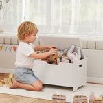Coffre à jouet enfant avec couvercle rabattable, coffre de rangement enfant, forme d'ours, 60 x 38 x 48 cm, blanc
