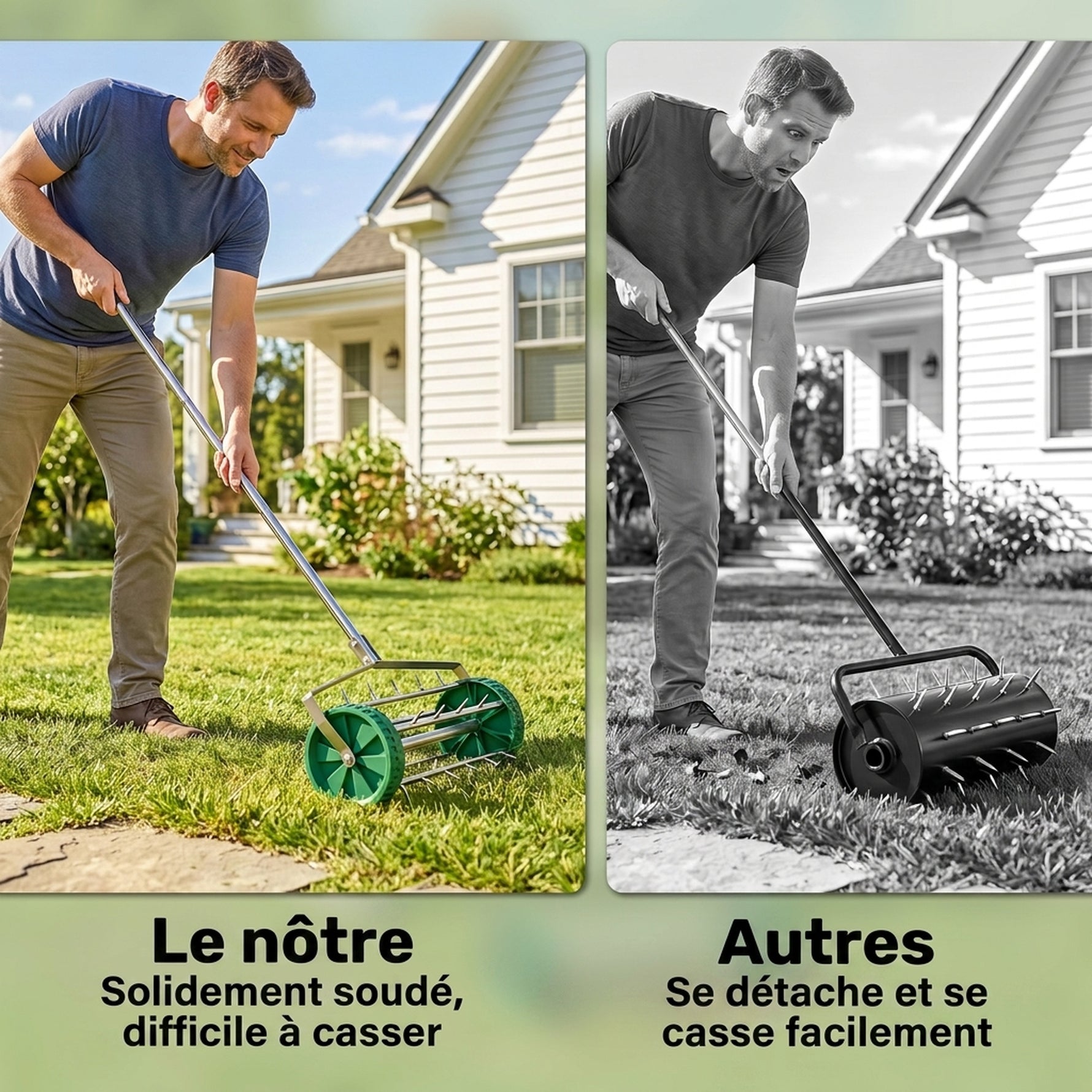 Rouleau aérateur pour pelouse avec Manche télescopique 98L x 45l x 87H cm Vert