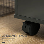 Caisson de bureau avec 5 tiroirs 1 porte étagère réglable, support imprimante sur roulettes, 78x40x66,5 cm, noir