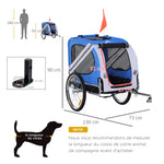 Remorque vélo pour chien animaux 8 réflecteurs drapeau barre attelage inclus 130 x 73 x 90 cm blanc et bleu