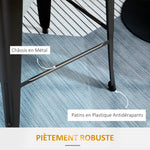 Lot de 4 tabourets de Bar Industriel avec Dossier Repose-Pied Hauteur Assise 76 cm métal noir Panneaux Multicouches Imitation Bois Clair