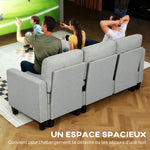 Canapé d'angle convertible réversible, canapé-lit 3 places, méridienne, coffre de rangement, 197lx129x 85cm, gris clair