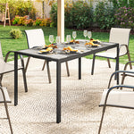 Table de jardin pour 4 à 6 personnes, table à manger extérieure avec plateau à effet bois, 150 x 80 x 74 cm, gris