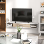 Meuble TV mural banc TV jusqu'à 50 pouces avec compartiments ouverts et armoire à porte rabattable blanc