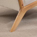 Fauteuil lounge - 3 coussins inclus - assise profonde - accoudoirs - structure bois hévéa - aspect velours crème