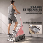 Stepper d'Escalier Pliable, 3 Niveaux de Résistance, Hauteur Réglable, Écran LCD, Charge 150 kg, 90x50x133cm, Blanc