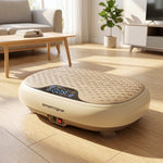 Plateforme Vibrante, 20 Niveaux de Vitesse, 3 Programmes, Écran LED et Télécommande, 46 x 33 x 13,5 cm, Beige