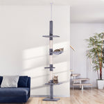 Katzenbaum vom Boden bis zur Decke, Kratzsäule, B 40 × T 34 × H 230–260 cm, 5 Aktivitätsebenen, grau