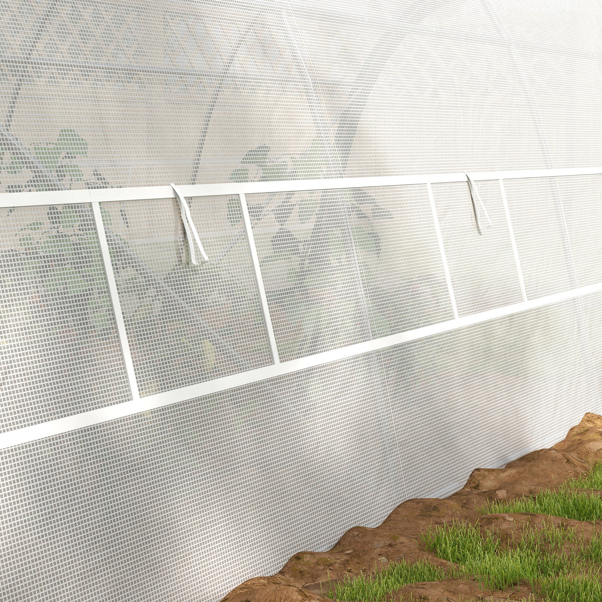 Serre de Jardin Tunnel 18 m² dim. 6L x 3l x 2H m - 8 fenêtres, Porte zippée Enroulable, Acier galvanisé, bâche PE, Blanc