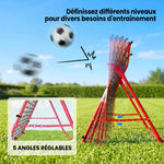 Filet de Rebond Football Portable, 5 Angles Réglables en Acier et Nylon à Double Couche, 103x72x89cm, Rouge