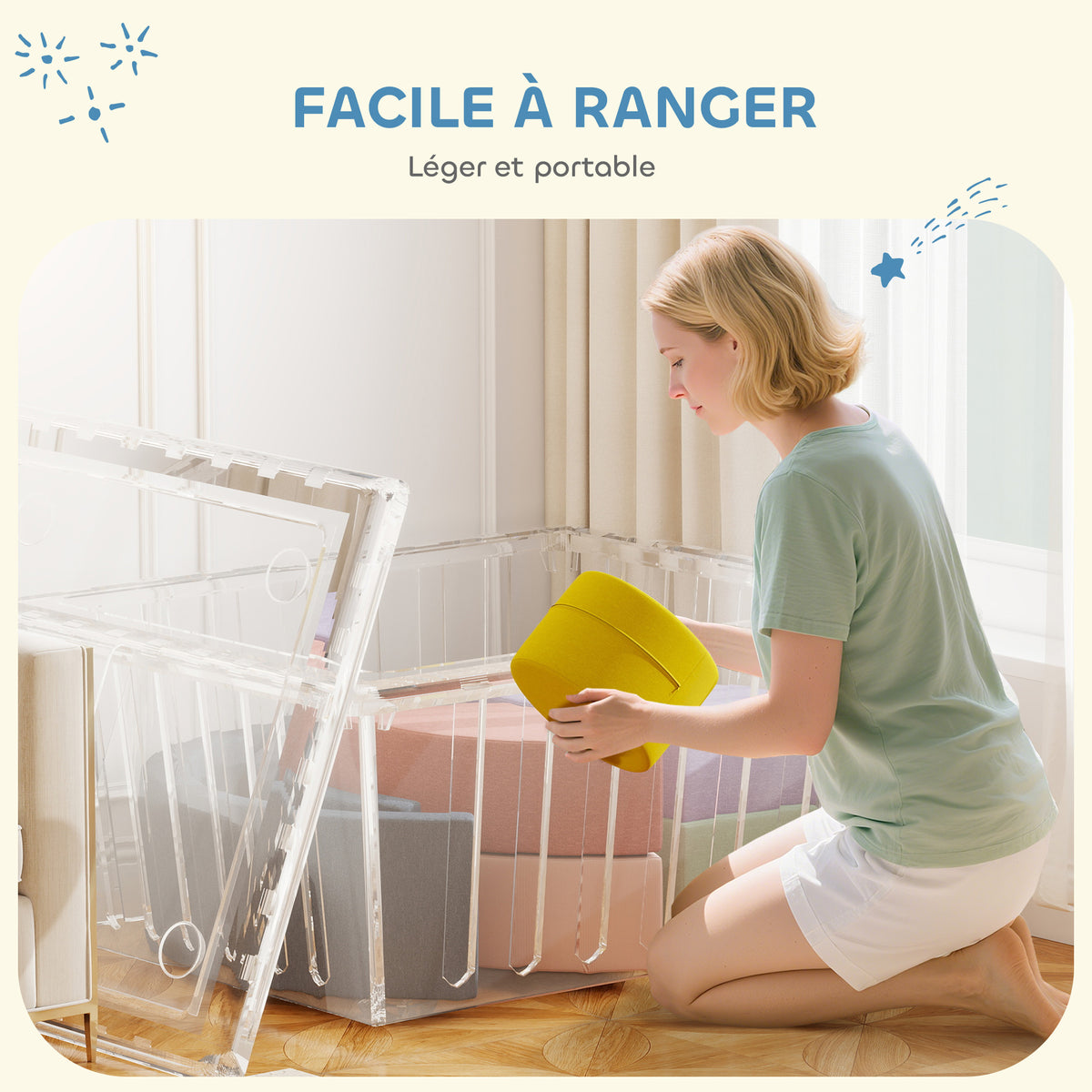 Parcours motricité bébé module motricité bébé 7 pièces avec housse lavable 107 x 107 x 30 cm multicolore