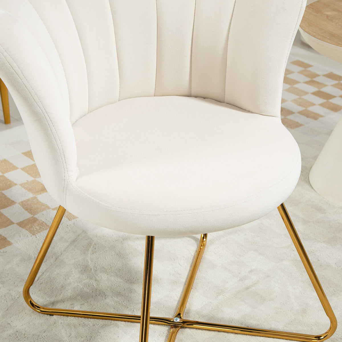 Fauteuil coquillage chaise coiffeuse fauteuil en velours fauteuil de salon avec pieds en acier 69 x 64 x 80 cm crème