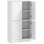 Buffet cuisine, meuble cuisine rangement avec 4 portes cintrées et 2 étagères réglables, 60 x 30 x 110 cm, blanc