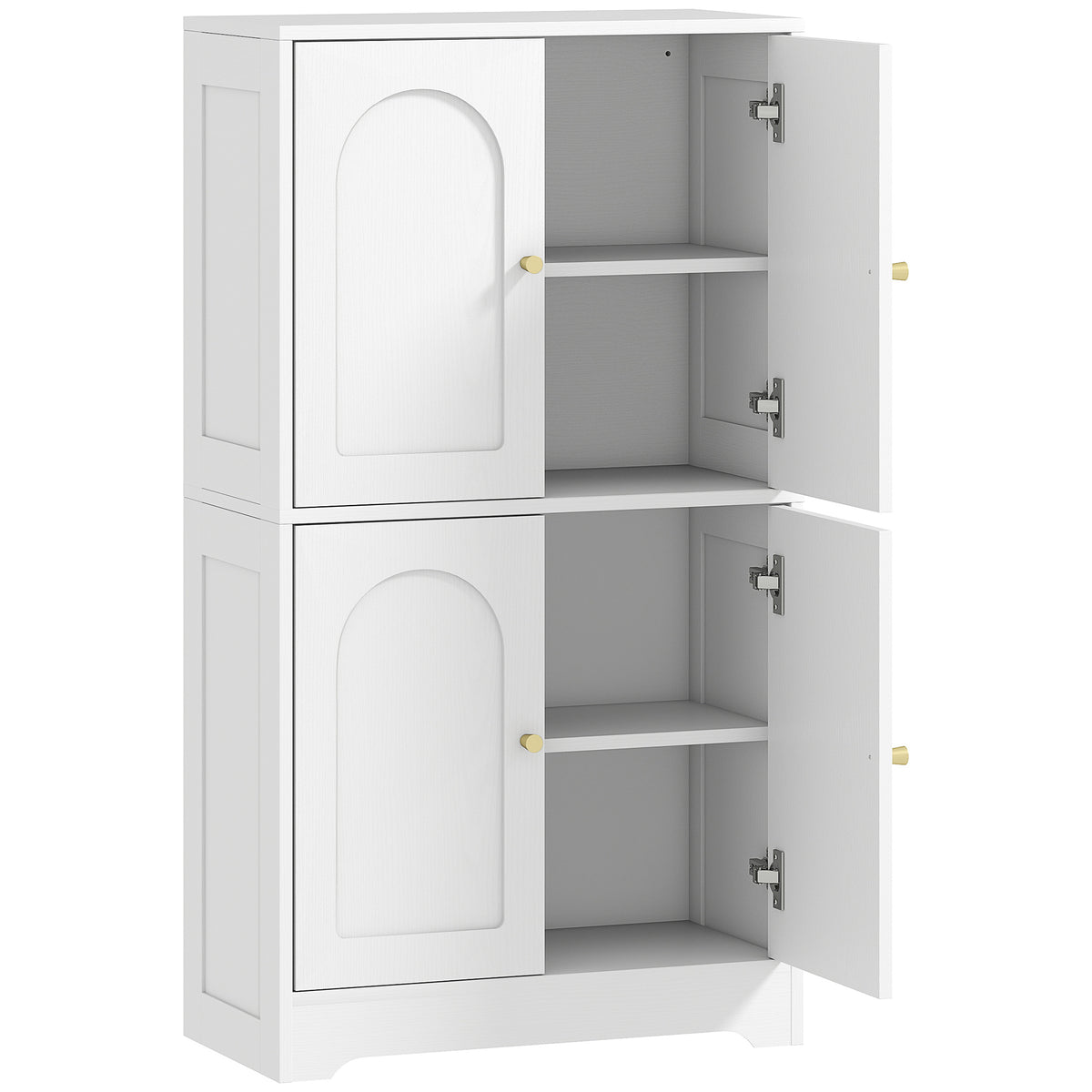 Buffet cuisine, meuble cuisine rangement avec 4 portes cintrées et 2 étagères réglables, 60 x 30 x 110 cm, blanc