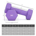Lot d'haltères hexagonaux, haltères musculation, 2 x 1 kg, 2 x 2 kg, 2 x 3 kg, avec support convertible d'haltères