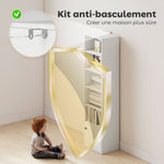 Bibliothèque meuble de rangement 6 niveaux avec 3 étagères réglables et placard, style moderne 40 x 30 x 156 cm blanc