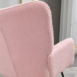 Fauteuil à bascule rocking chair revêtement bouclette structure en acier 71 x 98 x 101 cm rose