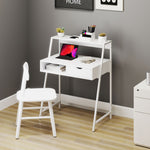 Bureau secrétaire Bureau Informatique Style néo-rétro tiroir Niche étagère métal Blanc