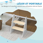 Marche pied enfant marchepied enfants 2 marches pour enfants 3 à 8 ans en bois charge max. 20 kg blanc