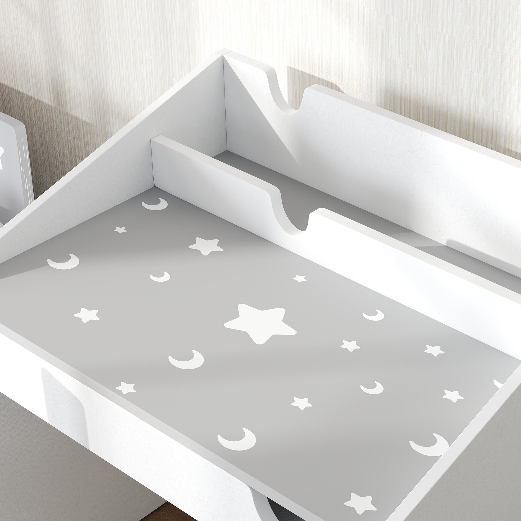 Ensemble Bureau et chaise pour enfants, avec rangement, tiroir coulissant, pour les 3-6 ans, motif étoilé - Gris