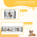 Luxury modular epoxy steel playpen with lockable door for dogs, rabbits, rodents, small animals, indoor and outdoor 80 x 100 cm black