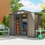 Tuinhuis 2,77 m² tuinhuisje tuinopbergkast Afm. 213L x 130B x 185H cm Schuifdeur Staal bruin