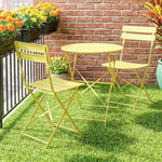 Ensemble Bistrot de Jardin 3 Pièces Table et 2 Chaises Pliantes à Lattes Double Protection Antirouille Jaune