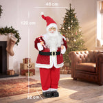 120 cm-tako Aita Noel animatua musikarekin, Gabonetako apaingarri kantari buru-mugikorra, soinu eta ukimen bidez aktibatzen dena, gorria