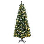 Sapin de Noël artificiel lumineux 703 branches 250 LED 30 pommes de pin support pied pliable hauteur 180 cm Ø 80 vert