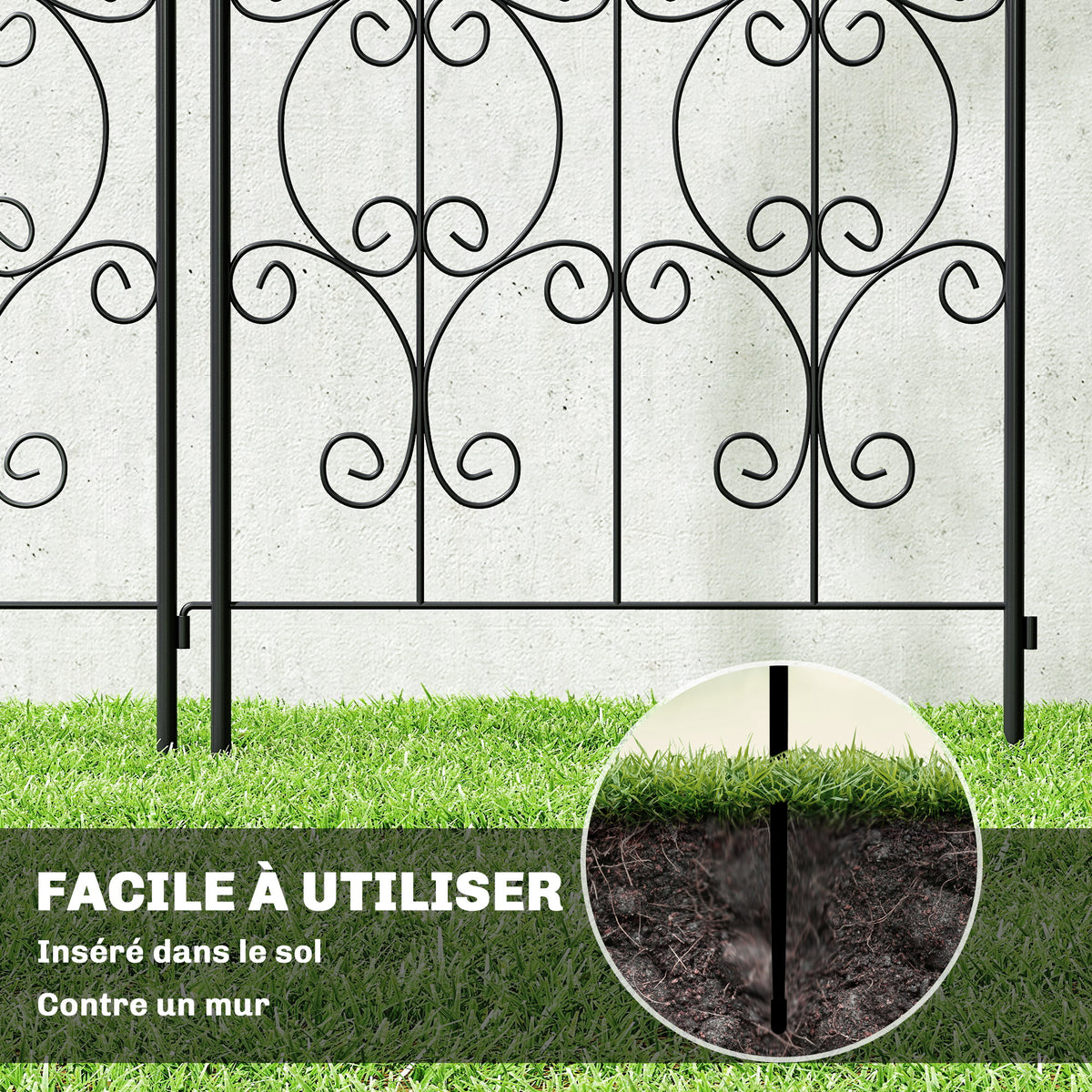 Lot de 2 Supports pour Plantes Grimpantes, Treillis de Jardin, pour Légumes, Vignes, Fleurs, en Métal, 50 x 180 cm, Noir