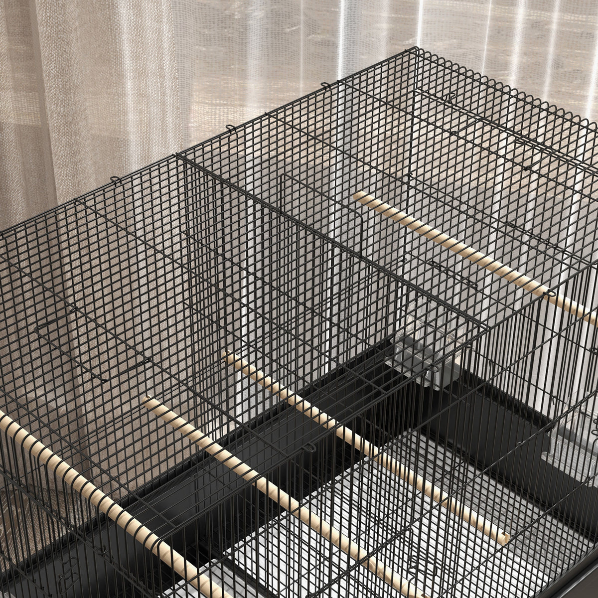 Grand cage oiseaux cage perroquet avec support roulettes pour cacatoès perruche canaris perroquet 85 x 49 x 119 cm noir