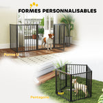 Parc pour chien, parc pour animaux, 5 panneaux, clôture portable pliable, sécurisé, noir