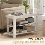 Banc à chaussures en bambou, étagère à chaussures à 3 niveaux, style scandinave, charge 136 Kg, 70 x 28 x 45 cm, blanc