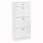 Scarpiera - 3 ante a ribalta e cassetto scorrevole - dim. 62L x 24P x 135A cm Bianco