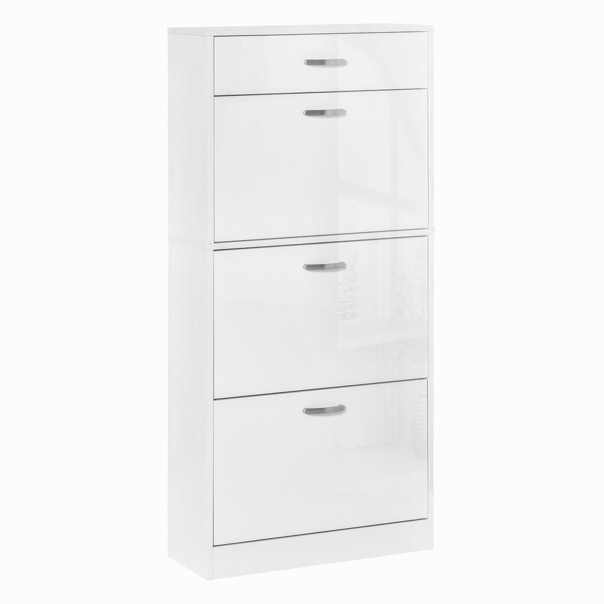 Scarpiera - 3 ante a ribalta e cassetto scorrevole - dim. 62L x 24P x 135A cm Bianco