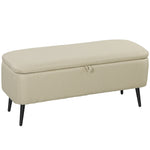 2-in-1-Sitzbank mit Stauraum aus Stoff und schwarzen Stahlbeinen, 102 x 40 x 39,5 cm, beige