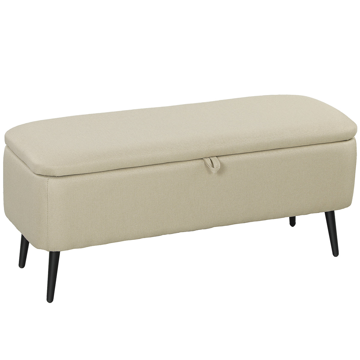 2-in-1-Sitzbank mit Stauraum aus Stoff und schwarzen Stahlbeinen, 102 x 40 x 39,5 cm, beige